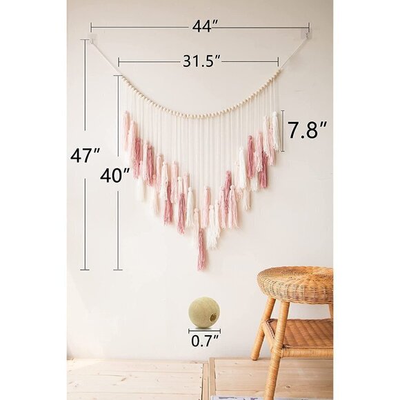 🆕 Pink Gorgeous Macrame Wall Decor Boho Crochet Art Bohemian Chic Tapestry NWT - Picture 5 of 7